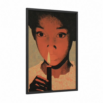 Kwanzaa Reflection framed art print — black wood frame — red and black palette