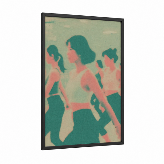 Vibrant Zumba Energy framed art print — black wood frame — teal and salmon pink palette