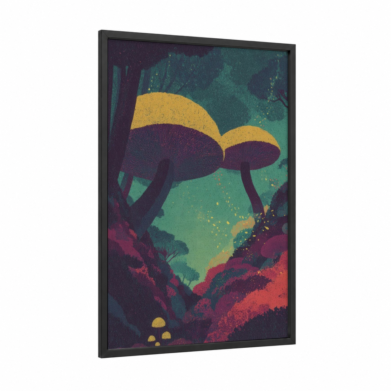 Golden Arch Gateway framed art print — black wood frame — gold and teal palette