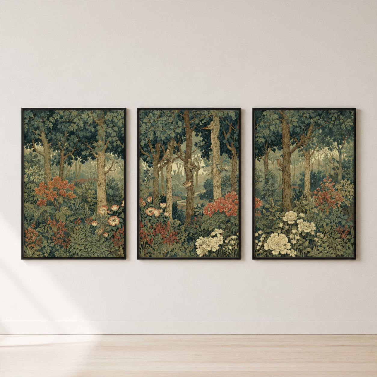 Enchanted Forest Garden Triptych Wall Art Set — set hero
