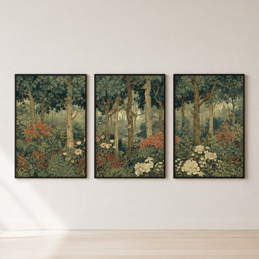 Enchanted Forest Garden Triptych Wall Art Set — set hero