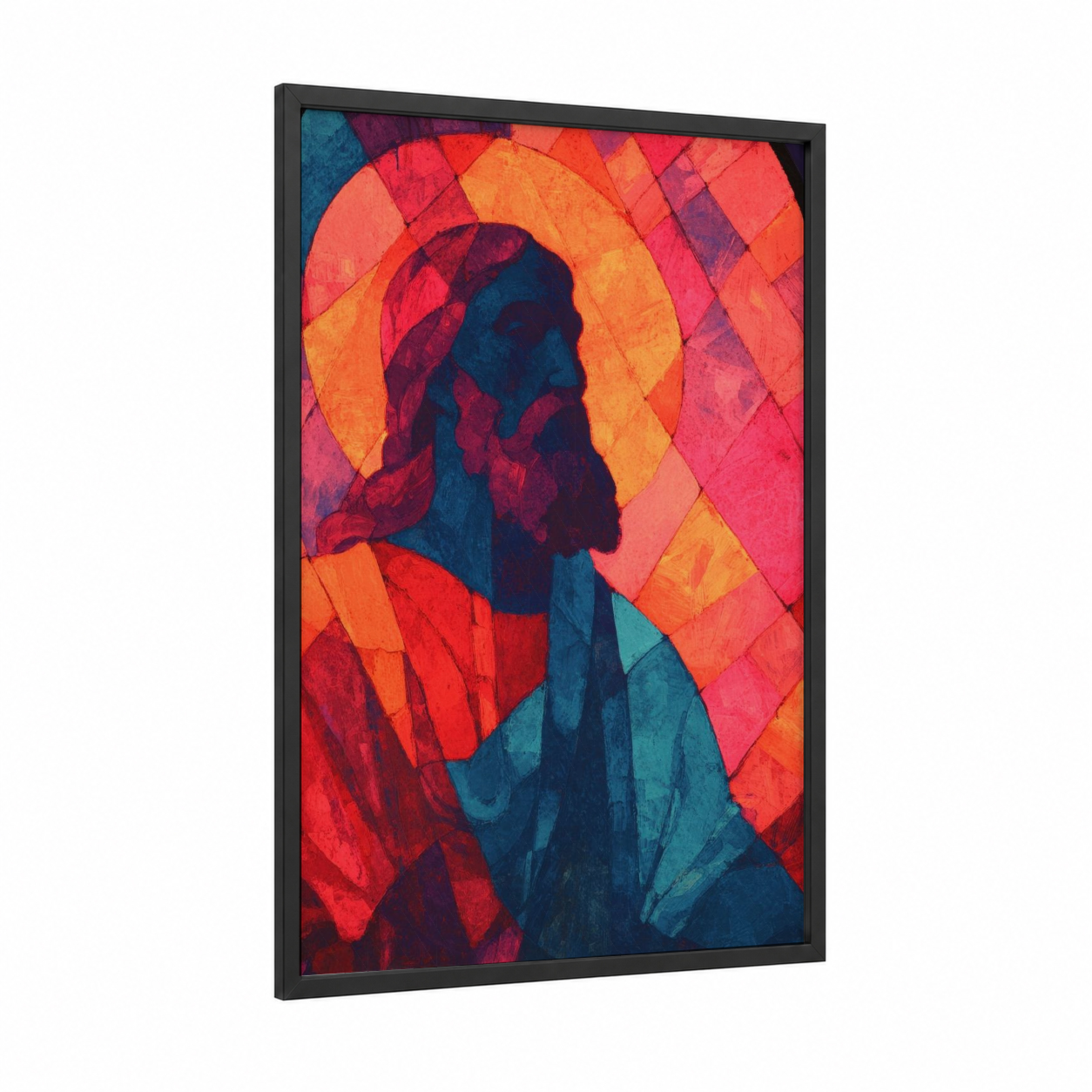Radiant Saint Paul framed st. paul print — black wood frame — red and blue palette
