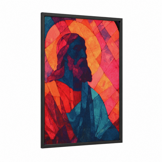 Radiant Saint Paul framed st. paul print — black wood frame — red and blue palette