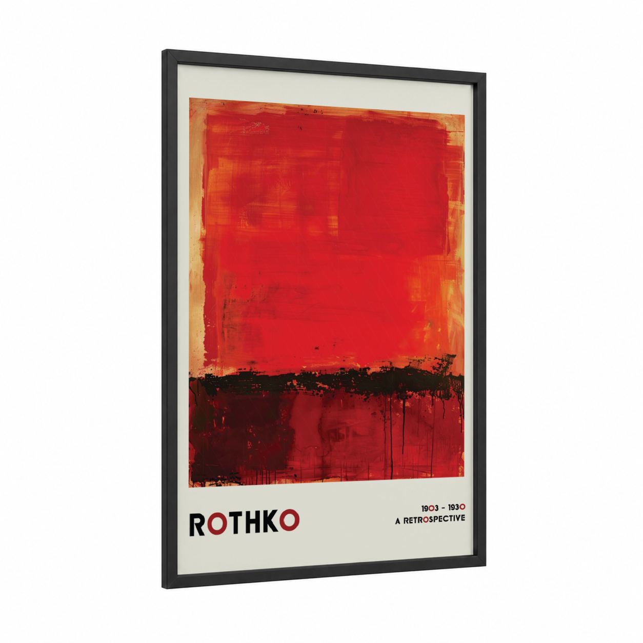 Crimson Horizon Abstract framed abstract classic print — black wood frame — red and orange palette