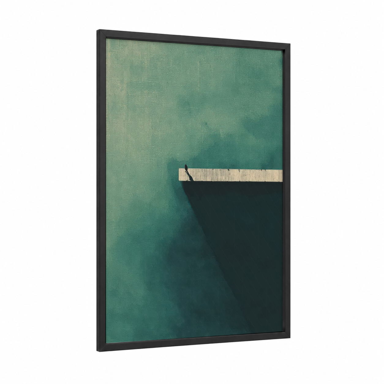 Turquoise Dock framed docks and piers print — black wood frame — teal and black and white palette