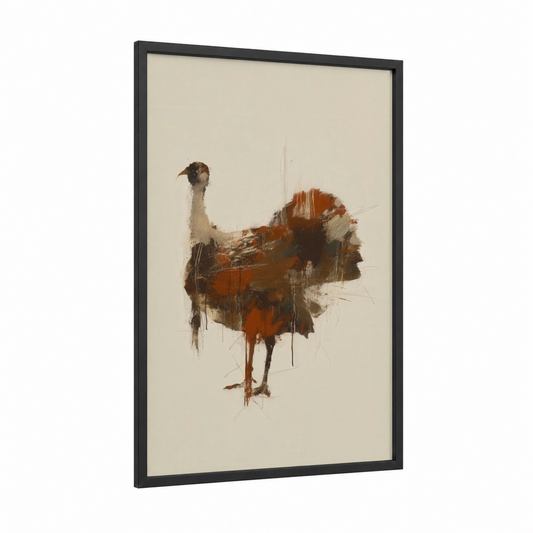 Rustic Turkey framed art print — black wood frame — brown and cream palette