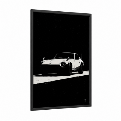 Spotlight Classic framed classic car print — black wood frame — black and white palette