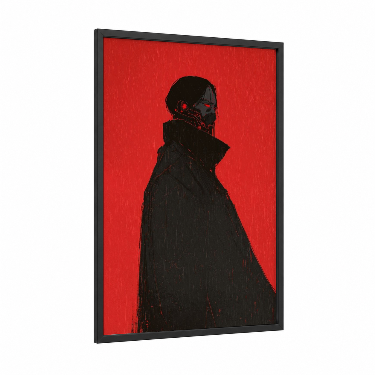 Crimson Vampire framed art print — black wood frame — red and black palette