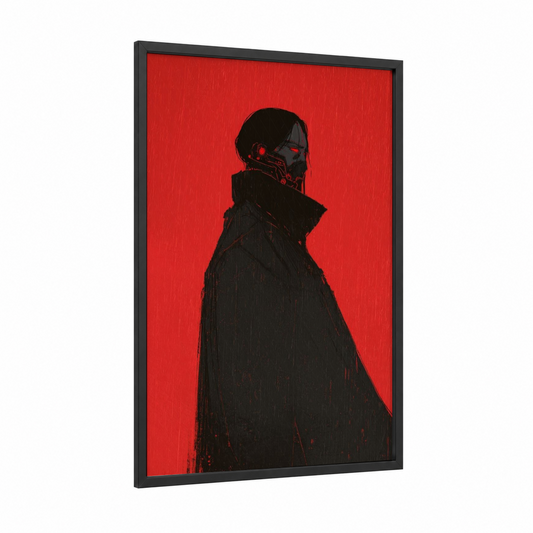Crimson Vampire framed art print — black wood frame — red and black palette