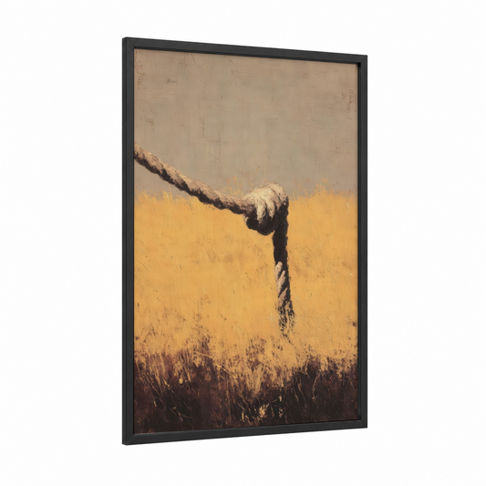 Golden Rope Knot framed rope knots print — black wood frame — gold and beige palette