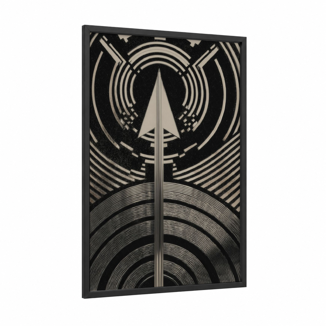 Cosmic Sagittarius framed art print — black wood frame — black and white palette