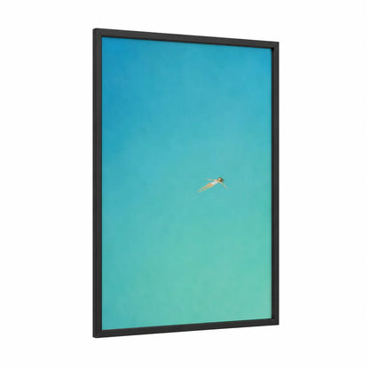 Tranquil Pool Swimmer Wall Art framed swimming print — black wood frame — turquoise and blue palette