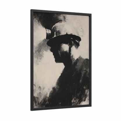 Laborer's Profile framed labor day print — black wood frame — black and white palette