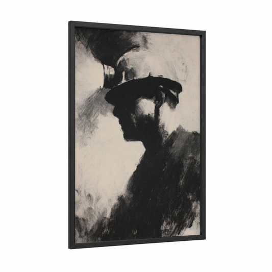 Laborer's Profile framed labor day print — black wood frame — black and white palette