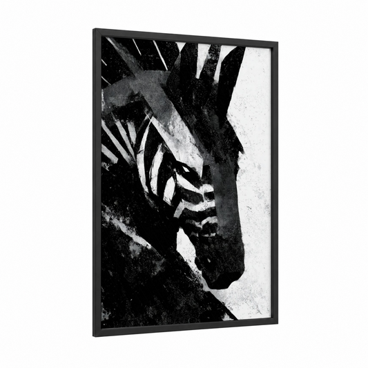 Winged Majesty framed pegasus print — black wood frame — black and white palette