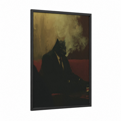 Shadowed Werewolf framed art print — black wood frame — black and gold palette