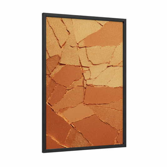 Warm Terracotta Makeup framed make up print — black wood frame — pumpkin and gold palette