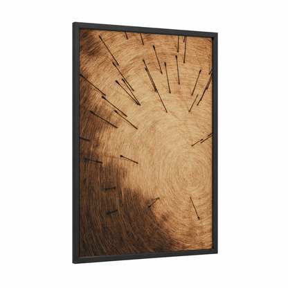 Bullseye Target framed archery print — black wood frame — brown and gold palette
