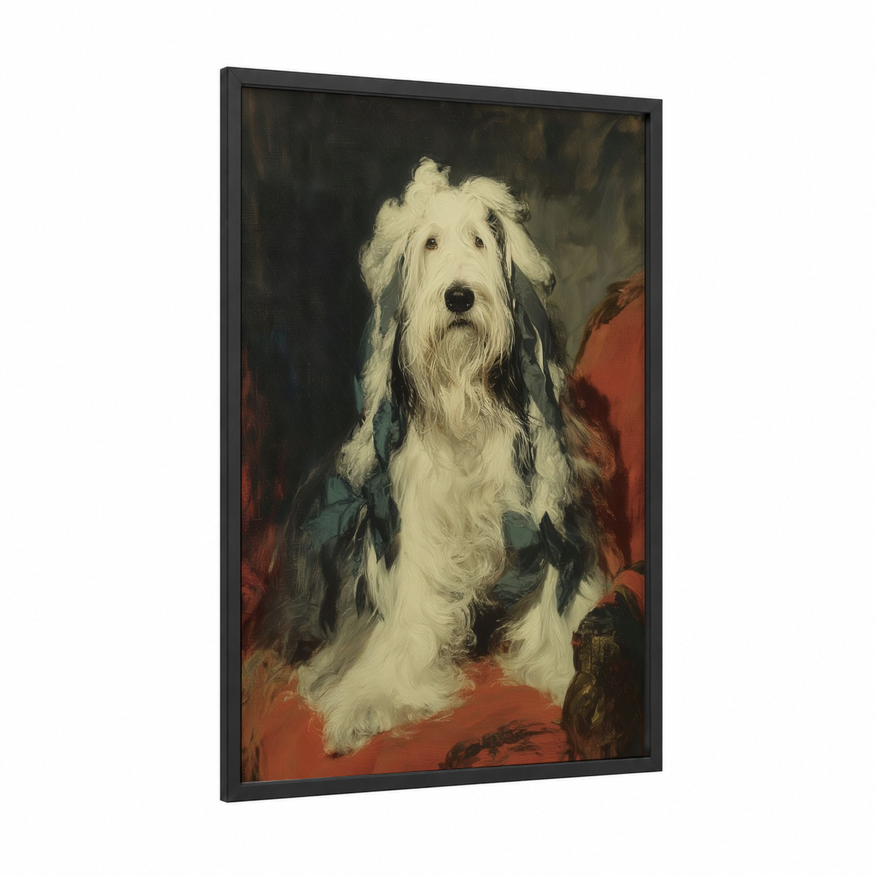 Noble Shepherd Portrait framed shepherd dogs and collies print — black wood frame — cream and russet palette