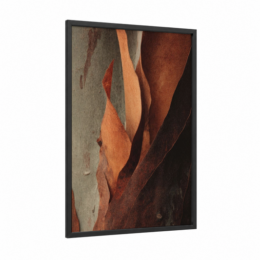 Russet Arbutus Bark framed arbutus tree print — black wood frame — russet and cream palette