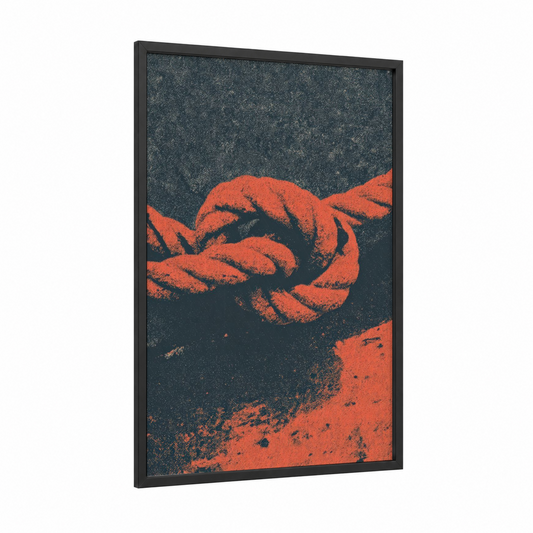 Nautical Rope Knot framed rope knots print — black wood frame — black and red palette