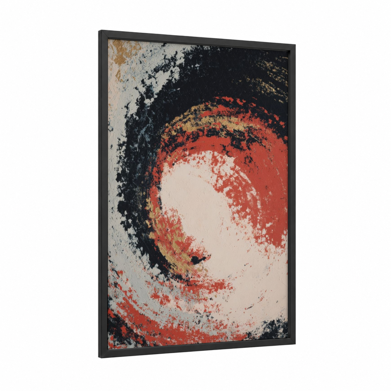 Crimson Roulette framed art print — black wood frame — red and black palette
