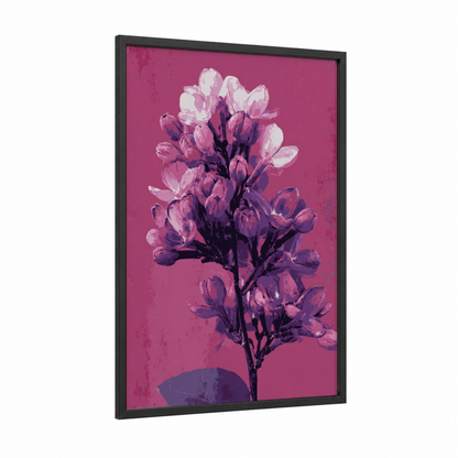 Magenta Lilac Cluster framed art print — black wood frame — magenta and purple palette