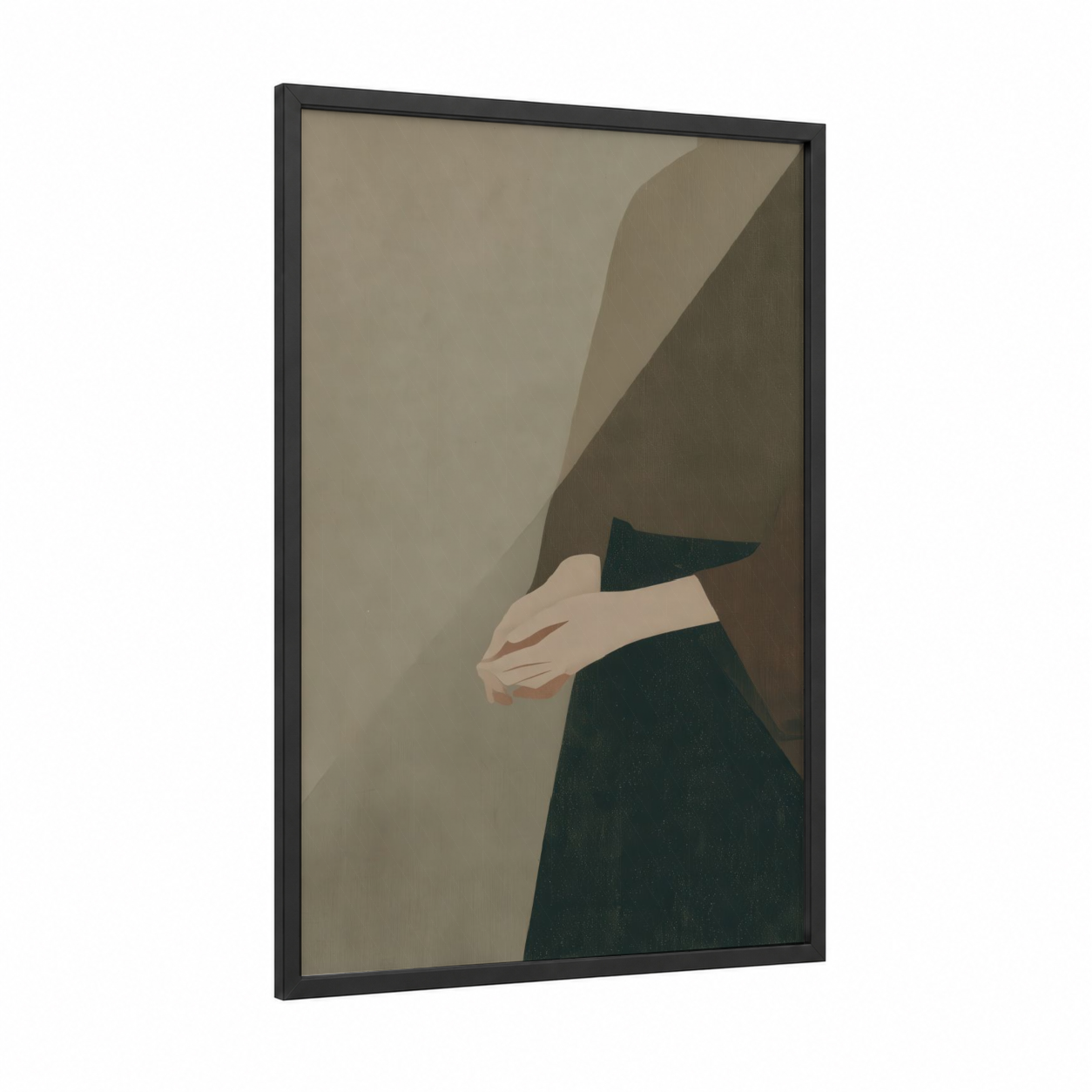 Aikido Grace framed art print — black wood frame — nobel and teal palette