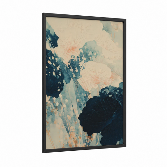 Teal Blossom Fashion framed fashion illustration print — black wood frame — teal and cream palette