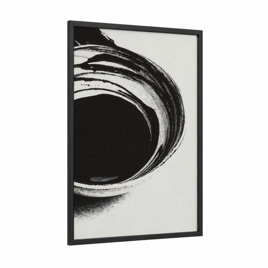 Abstract Condiment framed condiments print — black wood frame — black and white palette