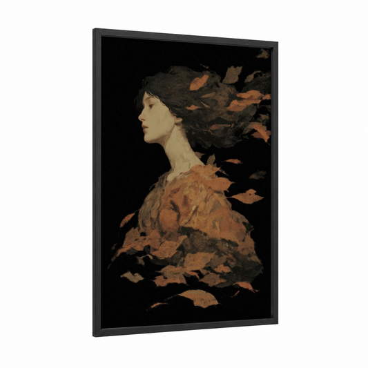Autumn Enchantress framed magic and witchcraft print — black wood frame — black and russet palette