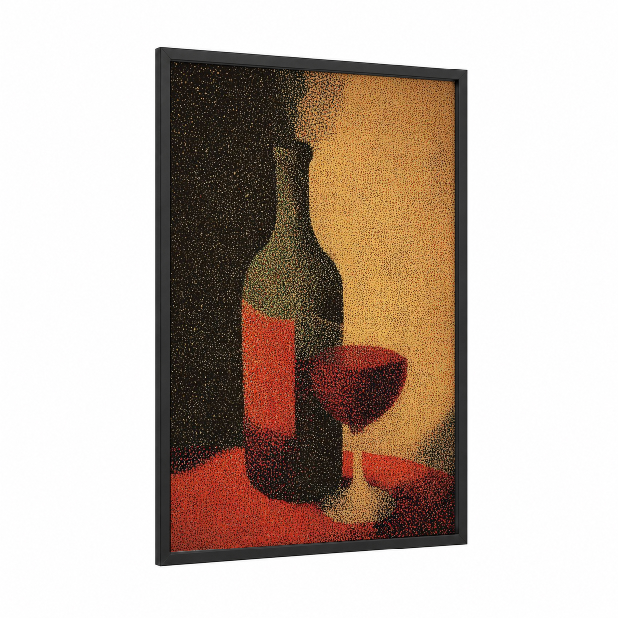 Crimson Wine Elegance framed red wine print — black wood frame — red and gold palette