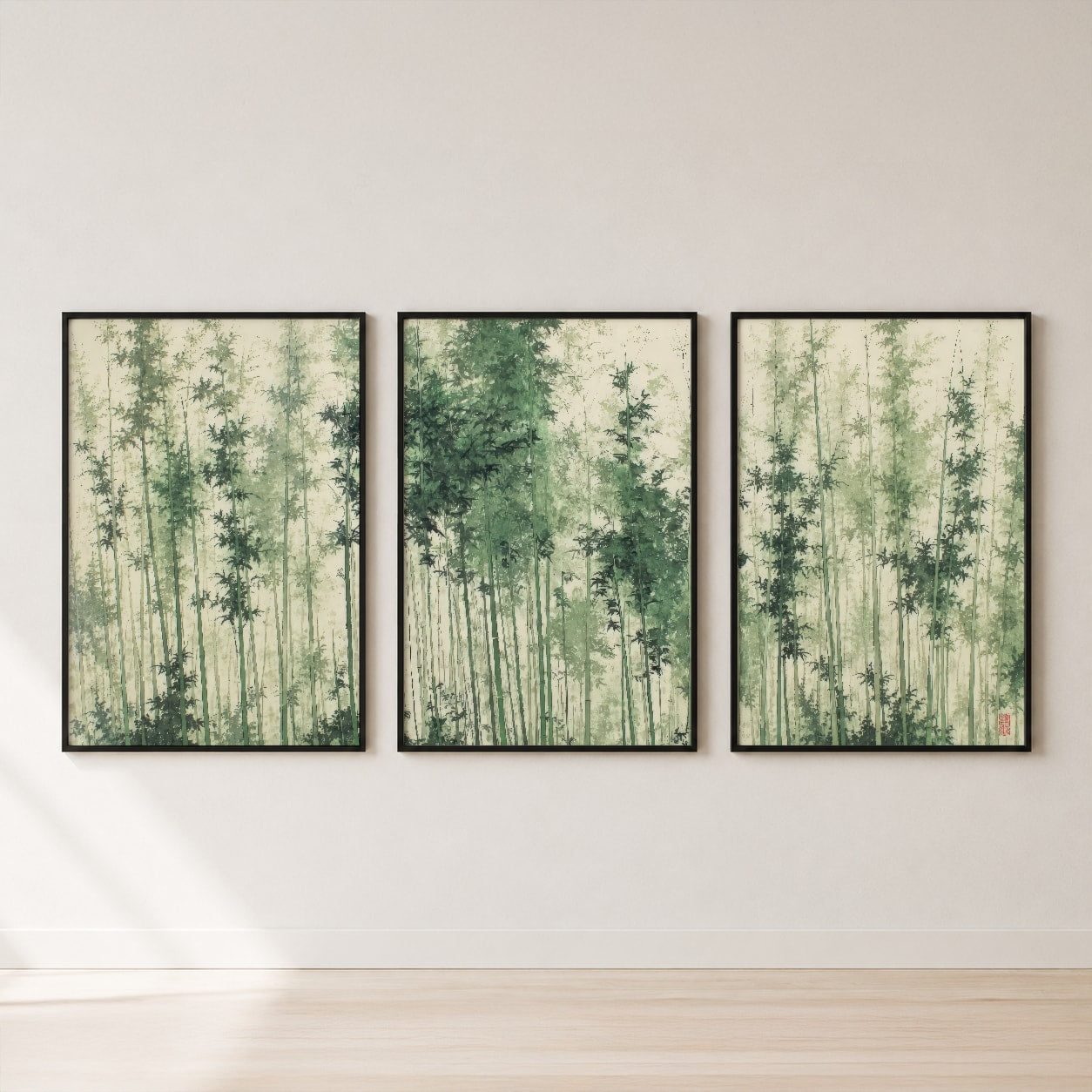 Bamboo Forest Triptych Set Wall Art — set hero