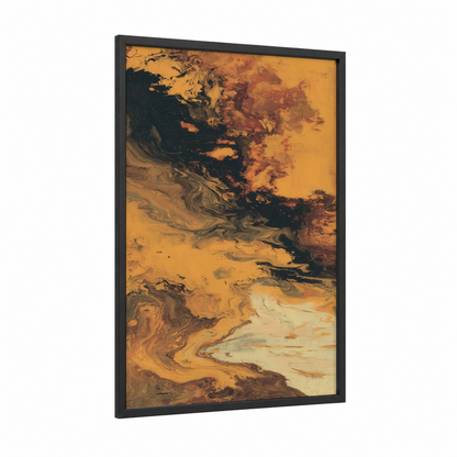 Golden Whiskey framed art print — black wood frame — gold and black palette