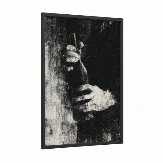 Vintage Cellar framed wineries and cellars print — black wood frame — black and white palette