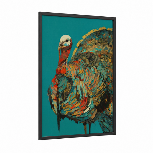 Ornate Turkey framed art print — black wood frame — teal and gold palette