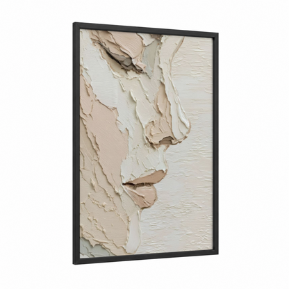 Textured Minimalism framed abstract minimalist print — black wood frame — cream and beige palette