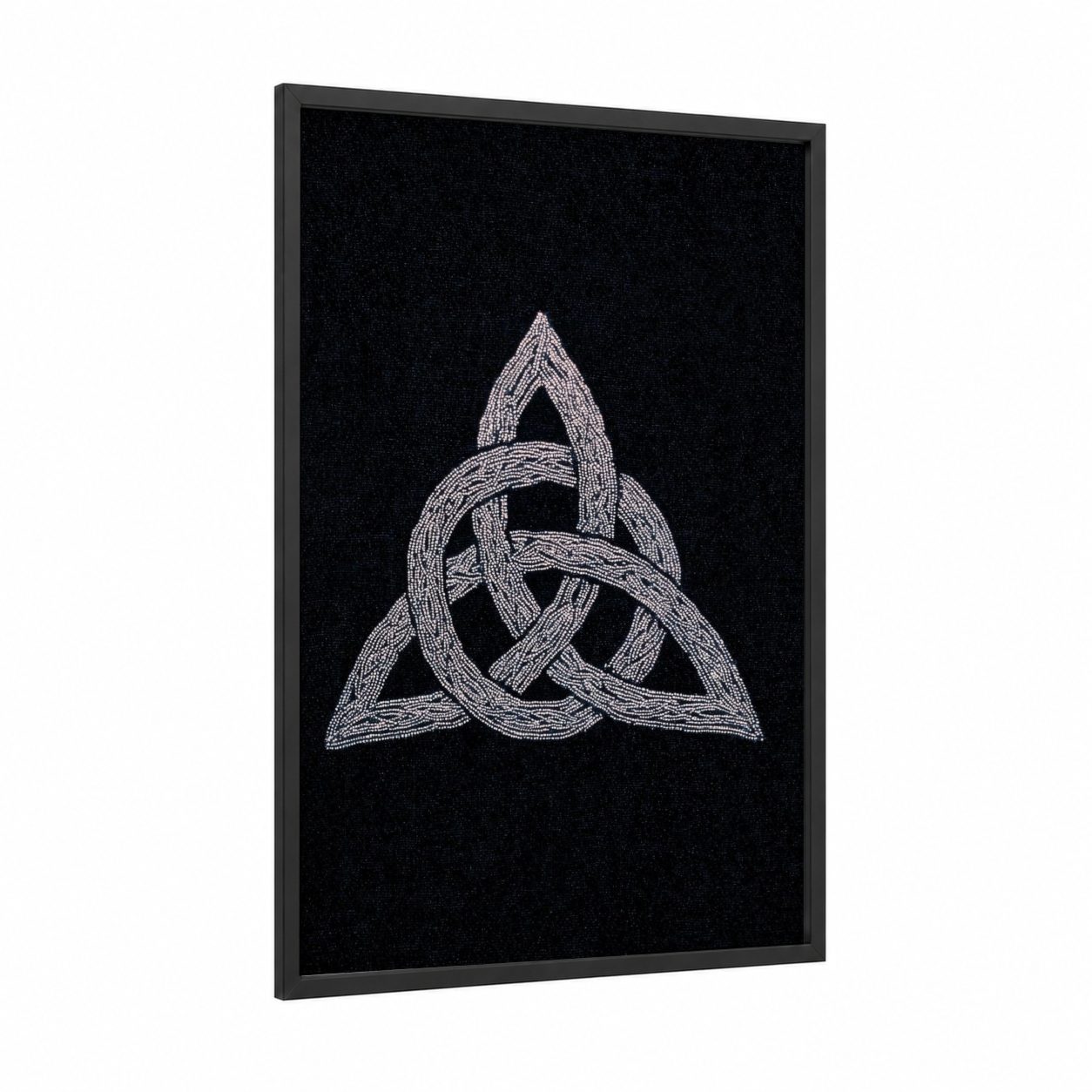 Trinity Knot Symbol framed christian symbols print — black wood frame — black and white palette