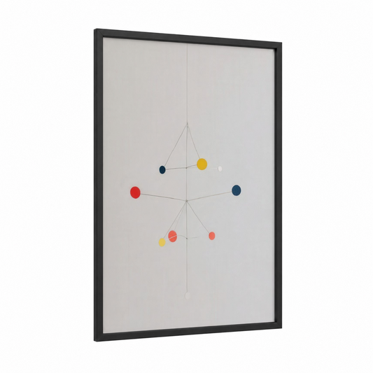 Molecular Star framed art print — black wood frame — blue and gold palette