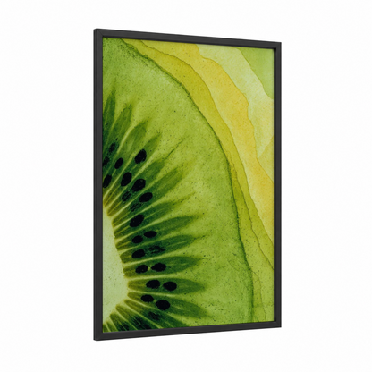 Lime Slice Detail framed fruit print — black wood frame — lime green and yellow gold palette