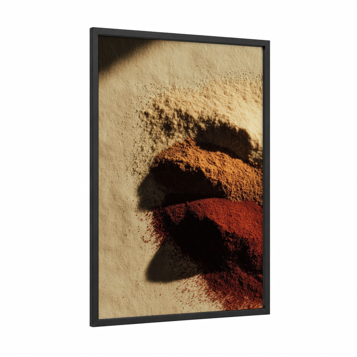 Rustic Spice Blend framed herbs and spices print — black wood frame — mustard and russet palette