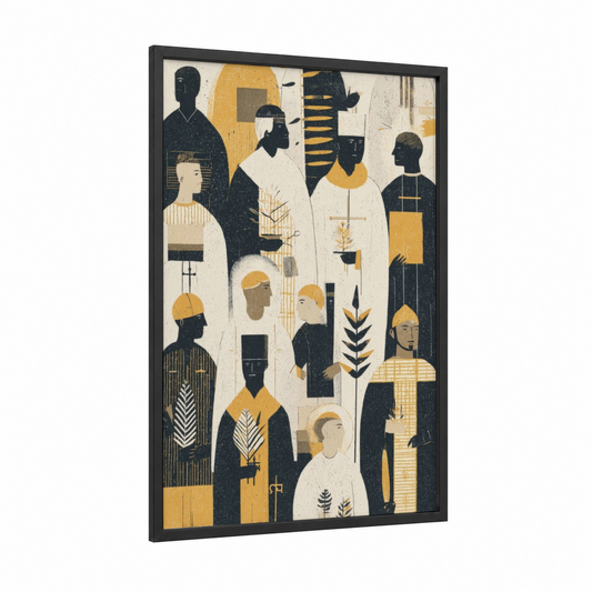 Solemn Procession framed all saints day print — black wood frame — black and gold palette