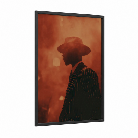 Vintage Silhouette framed vintage fashion print — black wood frame — black palette
