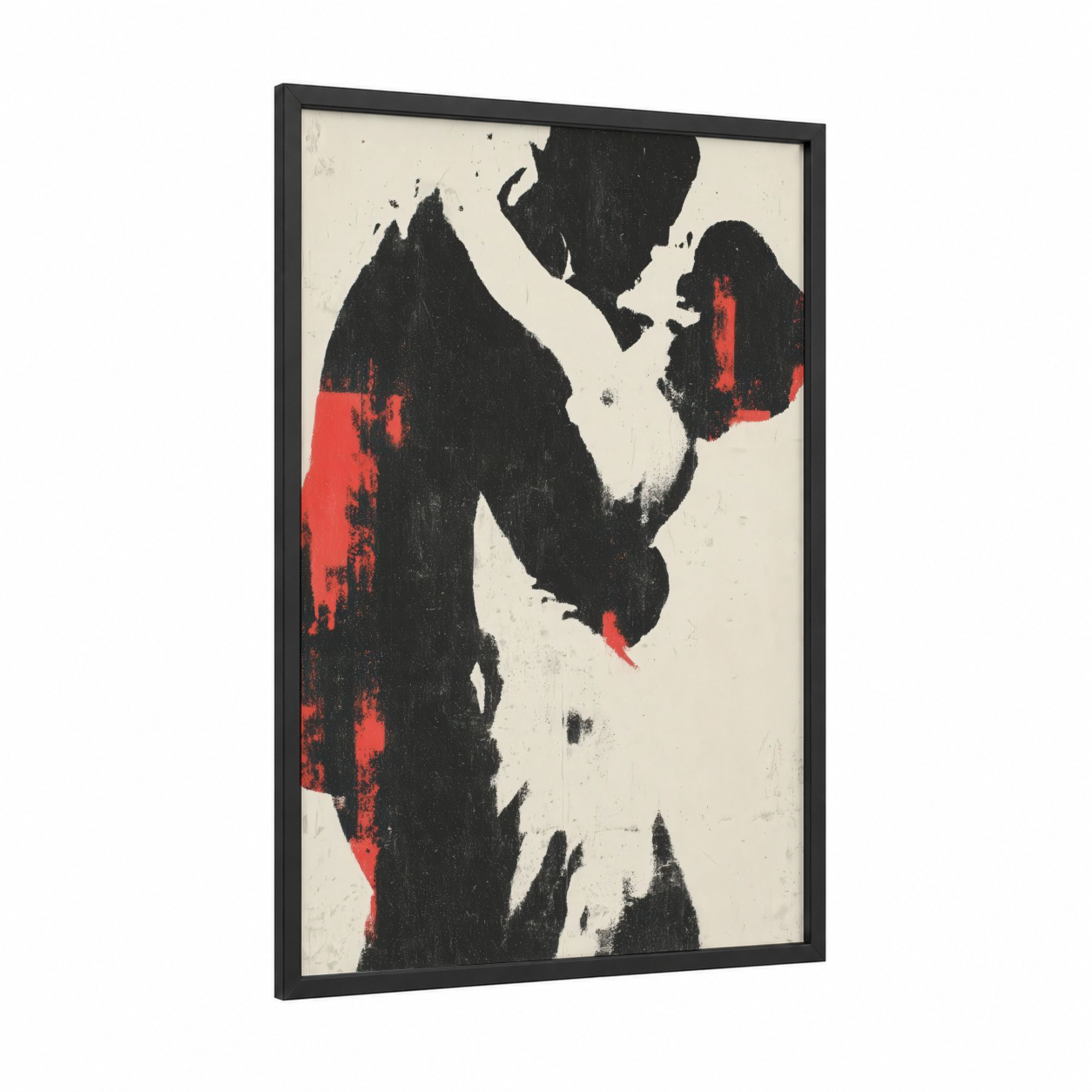 Passionate Salsa framed art print — black wood frame — black and red palette