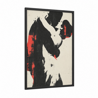 Passionate Salsa framed art print — black wood frame — black and red palette
