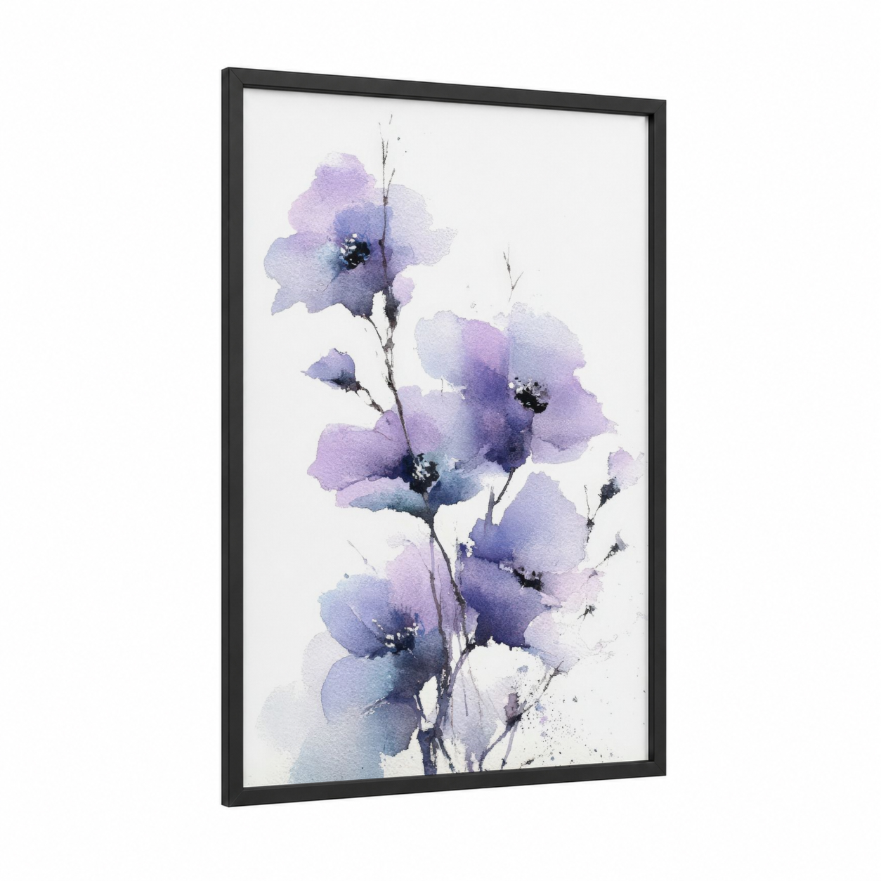 Lavender Dreams framed lilac print — black wood frame — lavender and blue and white palette
