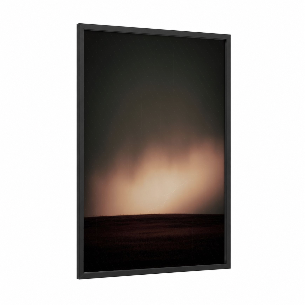 Desert Storm framed art print — black wood frame — gold and black palette