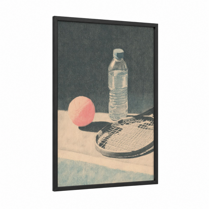 Racquetball Fitness framed art print — black wood frame — gray and peach palette