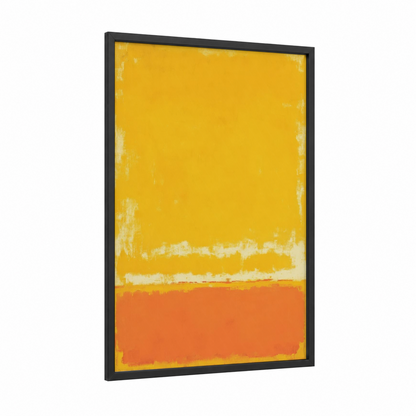 Golden Horizon framed abstract expressionism print — black wood frame — yellow gold and orange palette