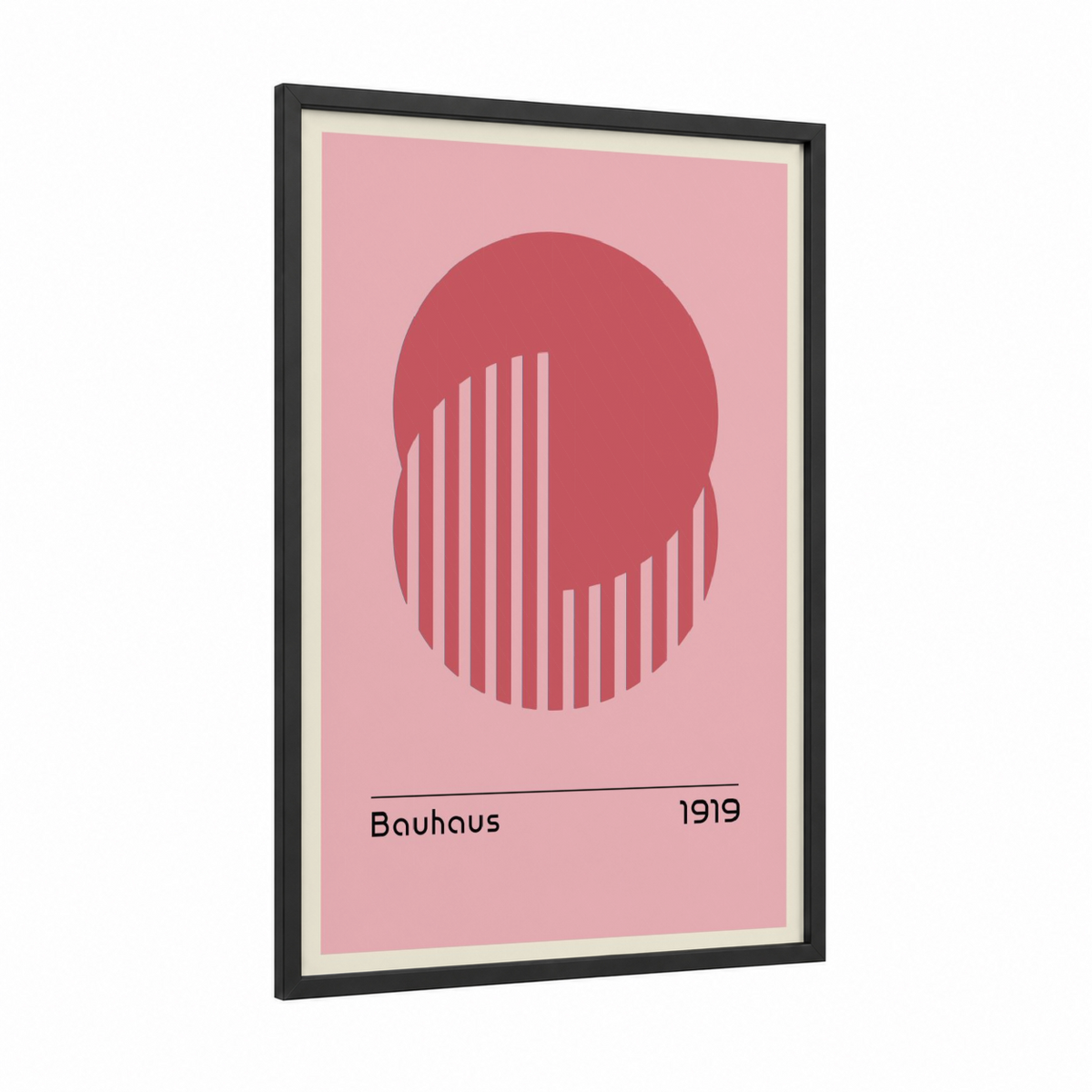 Geometric Head Study framed abstract geometric print — black wood frame — pink and rose gold palette